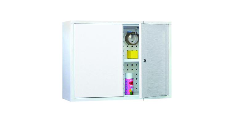 Hang. cab. back pan. prftd sld sheet metal doors W800mm RAL7035/7035 light grey