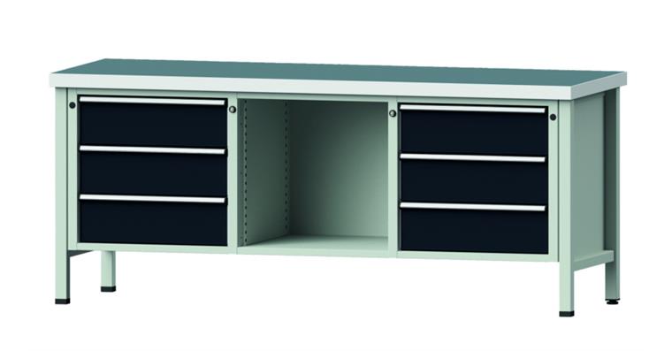 Cabinet workbench model 120 V universal plate height 850 mm RAL 7035/7016