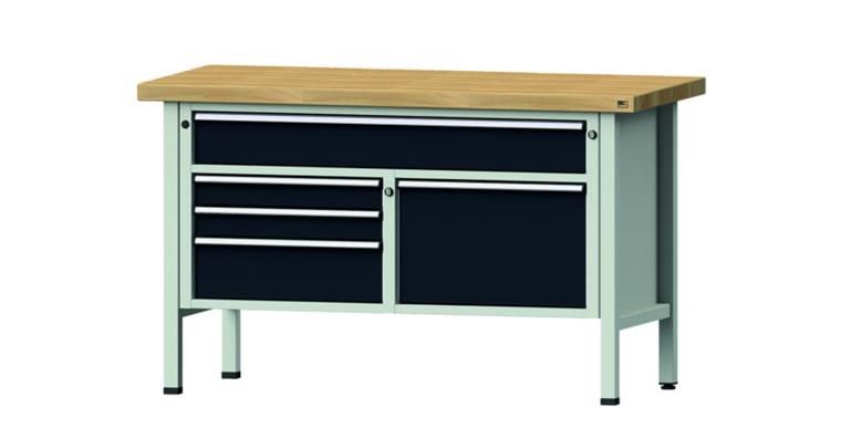 Cabinet workbench model 256 V beech solid plate height 900 mm RAL 7035/7016