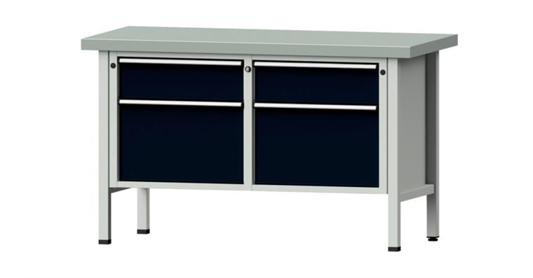 1082075645 Cabinet workbench model 205 V plate w/ sh. st. coat. height 900 mm RAL 7035/7016