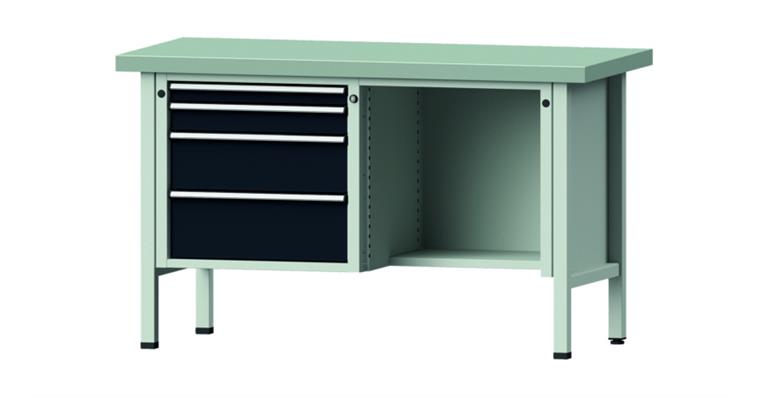 Cabinet workbench model 341 V plate w/ sh. st. coat. height 900 mm RAL 7035/7016