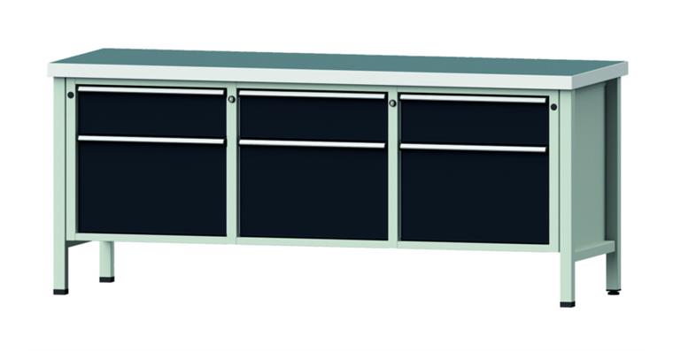 Cabinet workbench model 223 V universal plate height 850 mm RAL 7035/7016