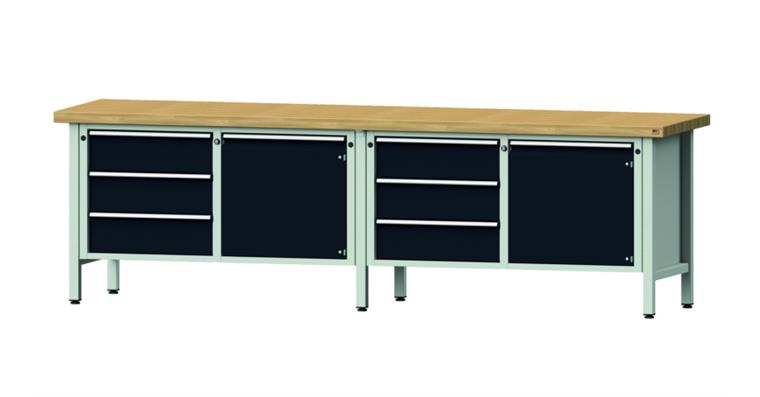 Cabinet workbench model 106 V beech solid plate height 850 mm RAL 7035/7016