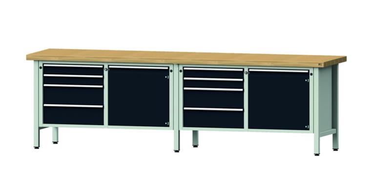 Cabinet workbench model 131 V beech solid plate height 850 mm RAL 7035/7016