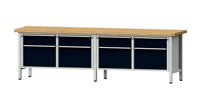 Cabinet workbench model 205 V beech solid plate height 850 mm RAL 7035/7016