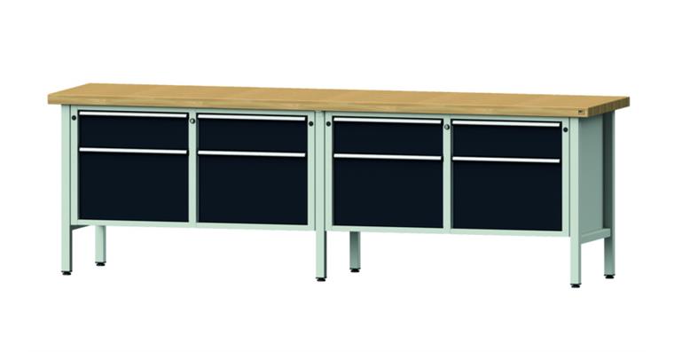Cabinet workbench model 205 V beech solid plate height 900 mm RAL 7035/7016
