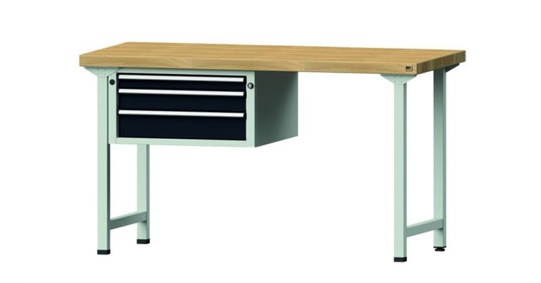 1082078600 Combination workbench 1500x700x850mm model 502V beech solid plate RAL7035/7016