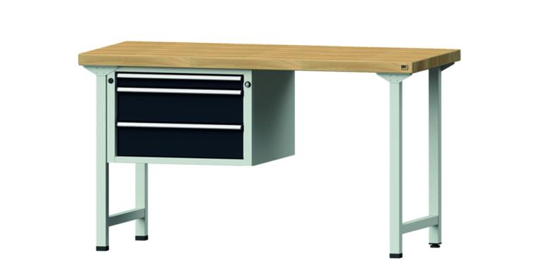 Kombiwerkbank 1500x700x850mm Modell 602V Buche-Massiv-Platte RAL7035/7016