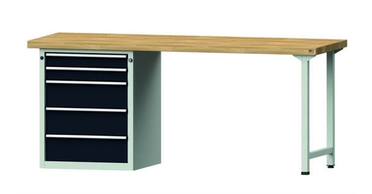 Combination workbench 2000x700x850mm model 830V beech solid plate RAL7035/7016