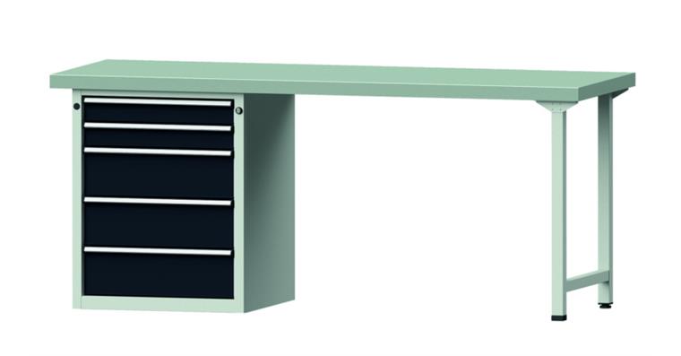 Combination workbench 2000x700x850mm model 830V pl. w/ sh. st coat. RAL7035/7016