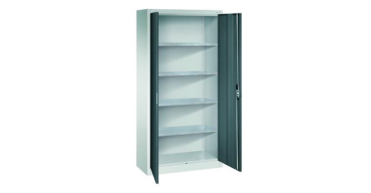 Flügeltür-Werkzeugschrank HxBxT 1950x1200x600 mm 4 Einlege Böden RAL 7035/7016