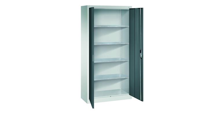 Flügeltür-Werkzeugschrank HxBxT 1950x930x500 mm 4 Einlege Böden RAL 7035/7016