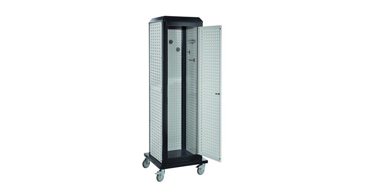 1082394415 ®RasterPlan Tooltower mobil 2175x700x700mm 7035/7016 Tür 1xLoch+ 2xSchlitzplatte