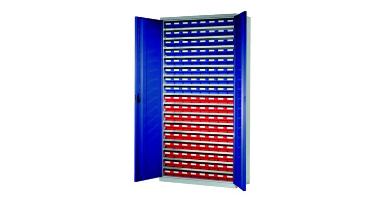 1083530302 Ordnungsschrank H1950 x B1000 x T410 mm inklusive 136 Kästen RAL 7035/5010