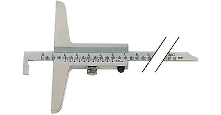ATORN depth callipers INOX 300 mm w. hook bridge 150 mm brushed chromium-plated