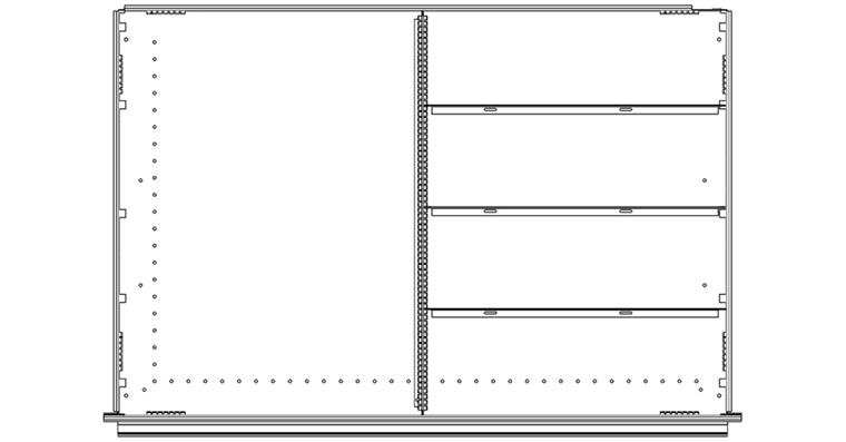Schubladeneinteilungsset 5 Fächer Höhe 60 mm Breite 1022 mm Serie DBG
