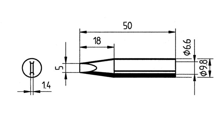 Ersatz-Lötspitze VD LF meißelförmig 5,0 mm für Lötstation 70052