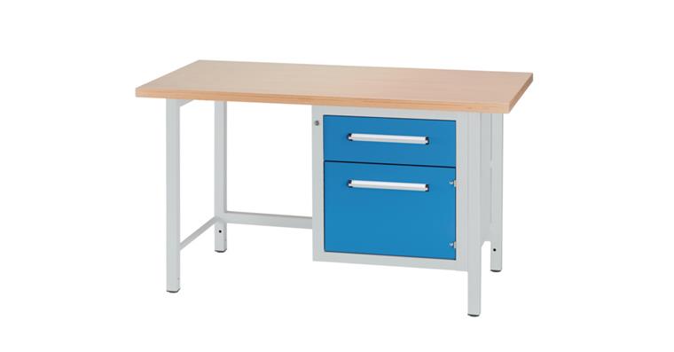 Cabinet workbench W1500XD750XH840mm 1 drawer 1 door RAL7035/5012