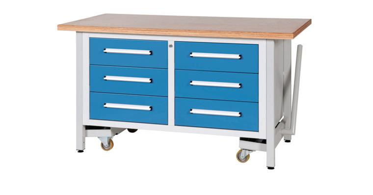Cabinet workbench W1500XD750XH840mm 6 drawers RAL7035/5012