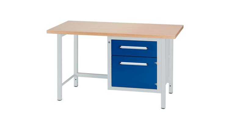Cabinet workbench W1500XD750XH840mm 1 drawer 1 door RAL7035/5010