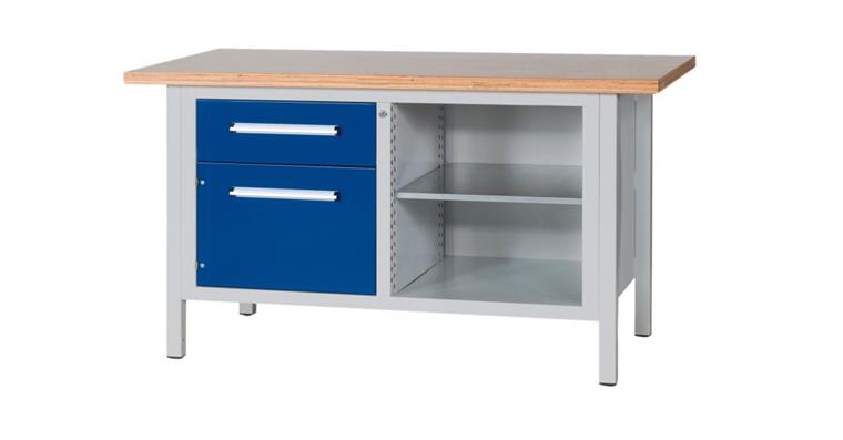 Cabinet workbench W1500XD750XH840mm 1 drawer 1 door RAL7035/5010