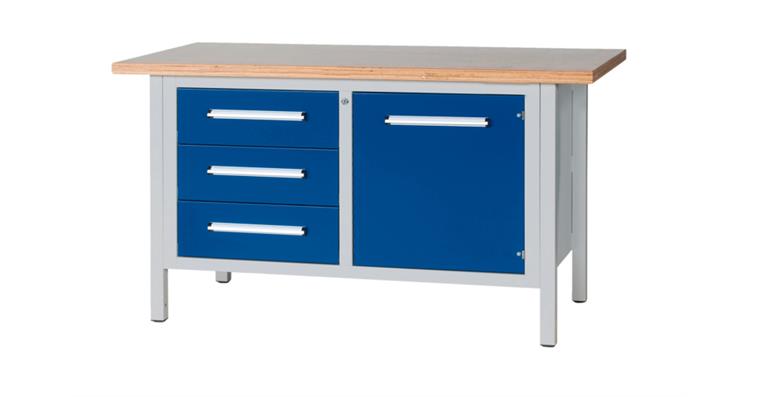 Cabinet workbench W1500XD750XH840mm mm 3 drawers 1 door RAL7035/5010