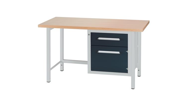 Cabinet workbench W1500XD750XH840mm 1 drawer 1 door RAL7035/7016