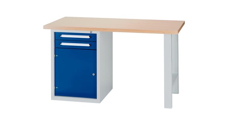 Combination workbench series DB W2000xD750xH840mm RAL7035/5010 1xdoor 2xdrawer