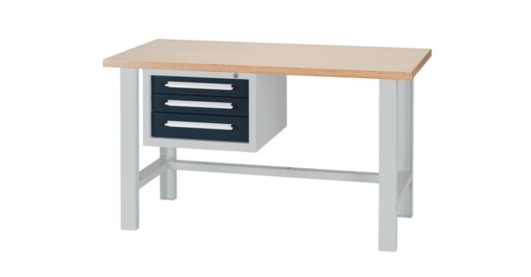 Kombi-Werkbank Serie DB B1500 x T750 x H840mm RAL7035/7016 3 x Schublade