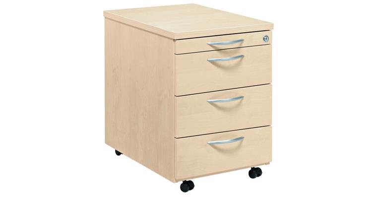 Roll container multi 4x drawer decor maple