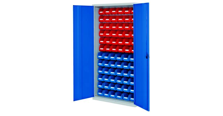 Slotted panel cabinet 72 boxes H1950XW1000XD410 mm RAL 7035/5010