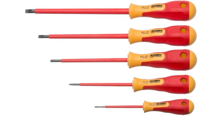 1052180201 ATORN VDE screwdriver set, 5 pcs, 2.5/4.0/5.5/6.5/8.0