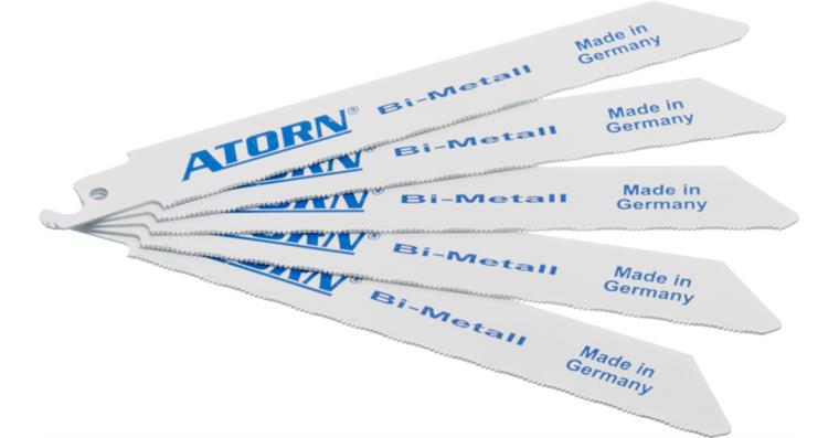 ATORN bimetal sabre saw blades 150 mm, 1.0 mm thick 1.0 mm wave form tooth pitch