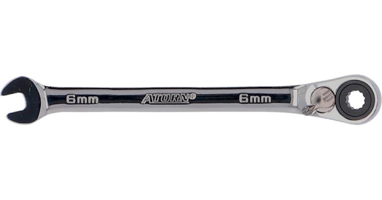 1050390098 ATORN ratchet combination wrench, 6 mm, angled 15°, reversing lever