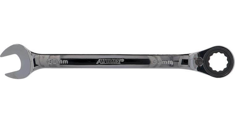 ATORN ratchet combination wrench, 30 mm, angled 15°, reversing lever