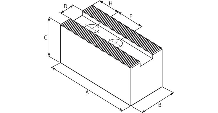 ATORN Aufsatzbacken weich 125x50x120 mm M16 1/16 Zollx90 Grad Abstand 30 mm