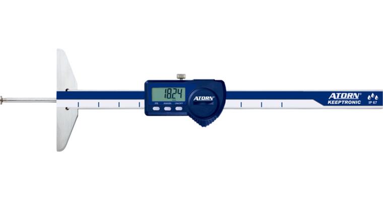 ATORN depth callipers, 100 mm, IP 67, electronic, in case