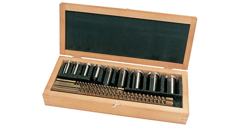 Push broach (keyways broach) set HSS size 218 12–28 mm in wooden box