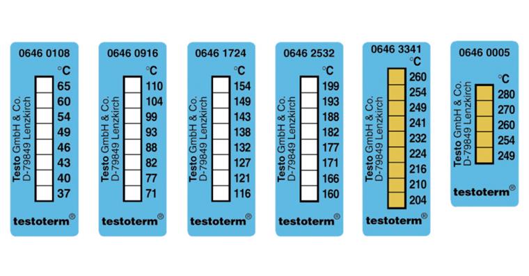 Temperature measuring strips 10 pcs accuracy +/-1% measuring range °C +37-+65