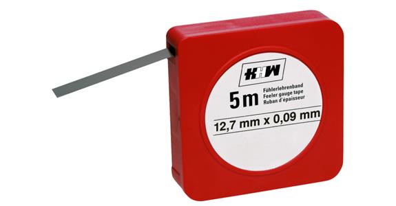 Fühlerlehrenband in einer Kunststoffdose Länge 5 m Stärke 0,01 mm Breite 12,7 mm
