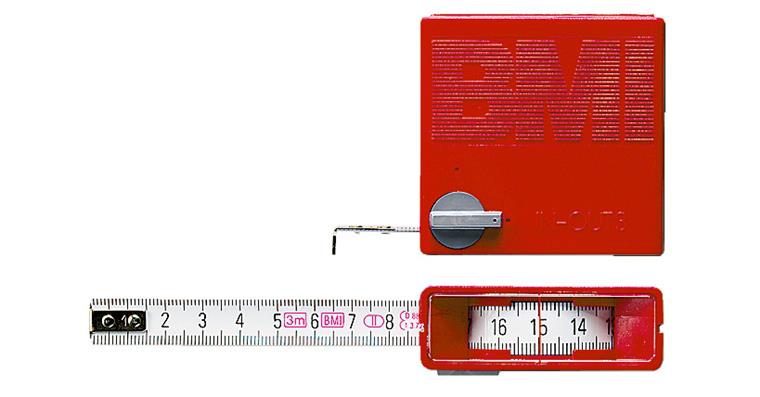 Pocket tape rule free-running tape viewing window L=3 m