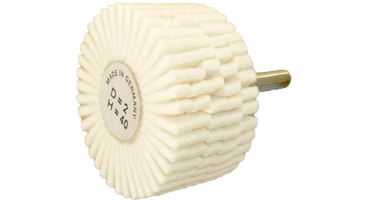 Segmented felt polisher, brush shape, shaft dia. 6 mm 40x30 mm medium