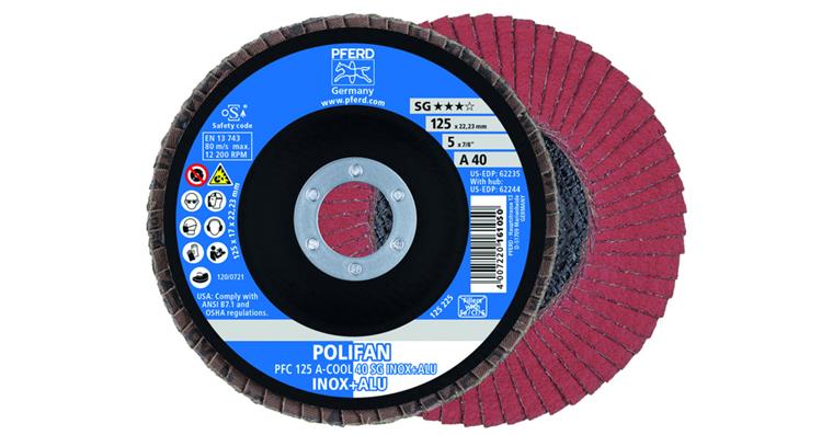 Lamella flap disc, tapered, power line A-COOL SG INOX+ALU dia. 115 mm grain 40
