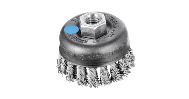 Zopf-Topfbürste, INOX-Draht 0,35mm, Ø 65mm, Besatzlänge 22mm, Zöpfe 18