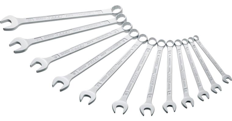 Combination wrench set 15° DIN 3113 A CV steel 12 pcs AF 10-22 mm in box
