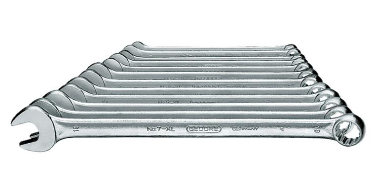 Ring-Maulschlüssel-Satz lang 15° V31CrV3-Stahl 12teilig SW 10-32 mm