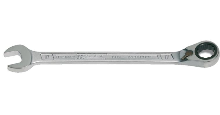 Combination wrench with ring ratchet AF 8 mm reversible box-end wrench