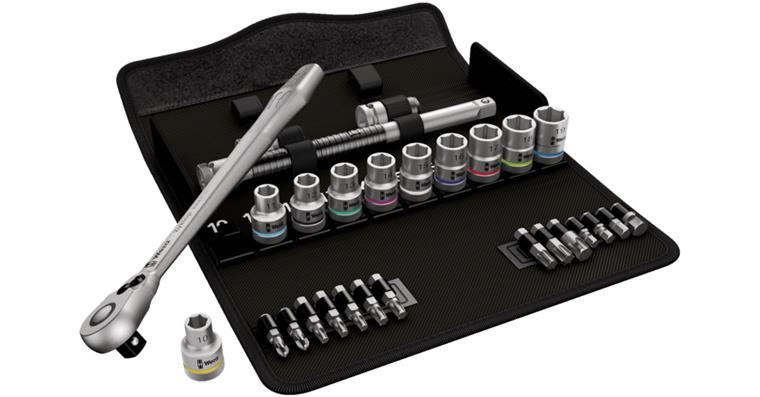 1/2 inch Zyklop metal ratchet set in robust, foldable fabric bag 28 pieces