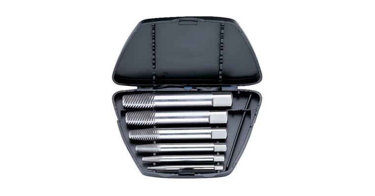 Screw extractor set HITRAC 6 pieces in cassette size 1-6