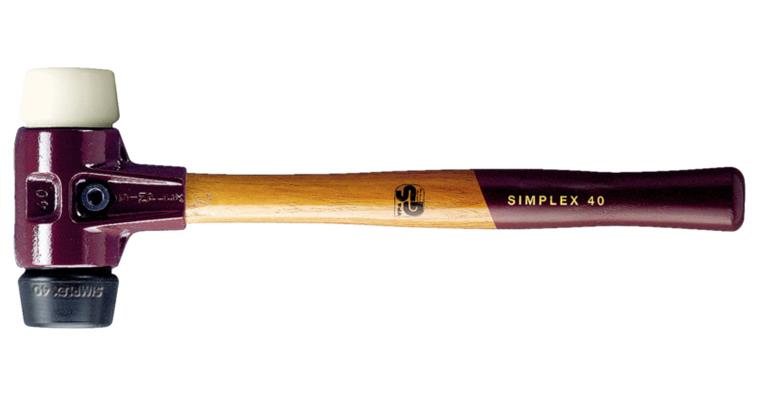 SIMPLEX soft-face hammer, impact inserts, rubber comp. and nylon dia. 50 mm
